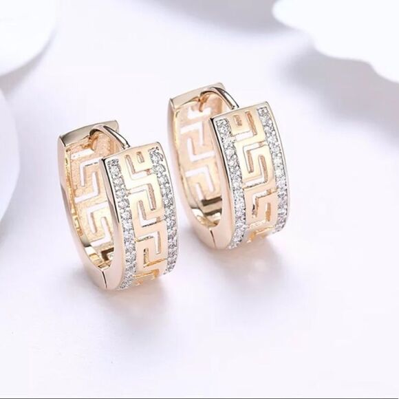 NEW 14k Gold Plated Greek Earrings - Picture 3 of 6